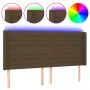 Headboard with LED in dark brown fabric 203x16x118/128 cm by , Headboards and footboards - Ref: Foro24-3124213, Price: 127,30...