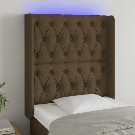 Kopfteil mit LED aus dunkelbraunem Stoff 83x16x118/128 cm von , Kopf- und Fußteile - Ref: Foro24-3124361, Preis: 97,68 €, Rab...