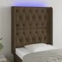 Kopfteil mit LED aus dunkelbraunem Stoff 83x16x118/128 cm von , Kopf- und Fußteile - Ref: Foro24-3124361, Preis: 97,68 €, Rab...