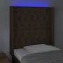 Kopfteil mit LED aus dunkelbraunem Stoff 83x16x118/128 cm von , Kopf- und Fußteile - Ref: Foro24-3124361, Preis: 97,68 €, Rab...