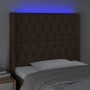 Cabecero con LED de tela marrón oscuro 103x16x118/128 cm de , Cabeceros y pies de cama - Ref: Foro24-3124377, Precio: 107,51 ...