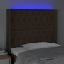 Kopfteil mit LED aus dunkelbraunem Stoff 103x16x118/128 cm von , Kopf- und Fußteile - Ref: Foro24-3124377, Preis: 109,89 €, R...