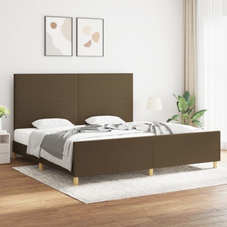 Estructura de cama con cabecero de tela marrón oscuro 200x200cm de , Camas y somieres - Ref: Foro24-3124922, Precio: 236,68 €...