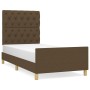 Estructura de cama con cabecero de tela marrón oscuro 80x200 cm de , Camas y somieres - Ref: Foro24-3125255, Precio: 175,52 €...