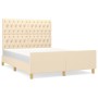 Estructura de cama con cabecero de tela color crema 140x190 cm de , Camas y somieres - Ref: Foro24-3125297, Precio: 264,58 €,...