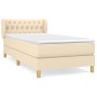 Cama box spring con colchón tela color crema 90x200 cm de , Camas y somieres - Ref: Foro24-3127018, Precio: 302,73 €, Descuen...