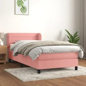 Box spring bed with pink velvet mattress 90x190 cm by , Beds and slatted bases - Ref: Foro24-3127528, Price: 311,87 €, Discou...