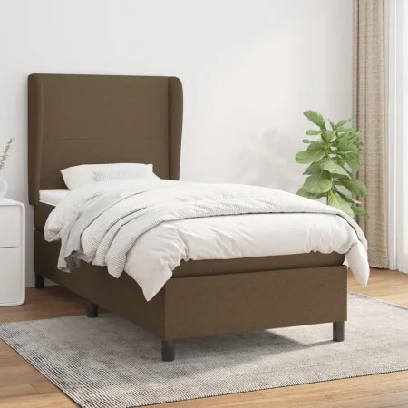 Box spring bed with dark brown fabric mattress 90x200 cm by , Beds and slatted bases - Ref: Foro24-3127776, Price: 338,33 €, ...