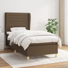 Cama box spring con colchón tela marrón oscuro 80x200 cm de , Camas y somieres - Ref: Foro24-3128560, Precio: 336,11 €, Descu...