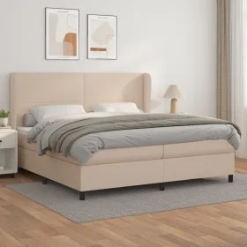 Cama box spring con colchón cuero sintético capuchino 200x200cm de , Camas y somieres - Ref: Foro24-3128936, Precio: 718,72 €...
