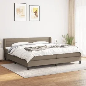 Box spring bed with taupe gray fabric mattress 200x200 cm by , Beds and slatted bases - Ref: Foro24-3129821, Price: 630,60 €,...
