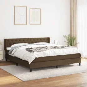 Box spring bed with dark brown fabric mattress 160x200 cm by , Beds and slatted bases - Ref: Foro24-3129964, Price: 515,48 €,...