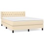Cama box spring con colchón tela color crema 140x200 cm de , Camas y somieres - Ref: Foro24-3129958, Precio: 466,15 €, Descue...