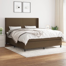 Cama box spring con colchón tela marrón oscuro 180x200 cm de , Camas y somieres - Ref: Foro24-3131292, Precio: 603,37 €, Desc...