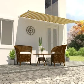 Toldo retráctil 400x150 cm amarillo y blanco de vidaXL, Toldos - Ref: Foro24-143757, Precio: 80,33 €, Descuento: %