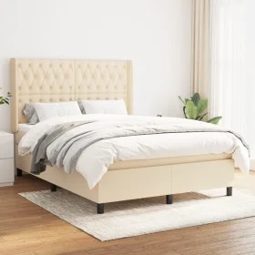 Cama box spring con colchón tela color crema 140x200 cm de , Camas y somieres - Ref: Foro24-3131678, Precio: 542,94 €, Descue...