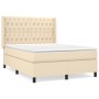Cama box spring con colchón tela color crema 140x200 cm de , Camas y somieres - Ref: Foro24-3131678, Precio: 554,25 €, Descue...