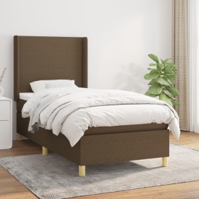 Cama box spring con colchón tela marrón oscuro 80x200 cm de , Camas y somieres - Ref: Foro24-3131788, Precio: 339,07 €, Descu...