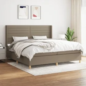 Box spring bed with taupe gray fabric mattress 200x200 cm by , Beds and slatted bases - Ref: Foro24-3132101, Price: 728,29 €,...