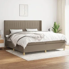 Box spring bed with taupe gray fabric mattress 200x200 cm by , Beds and slatted bases - Ref: Foro24-3132181, Price: 716,15 €,...