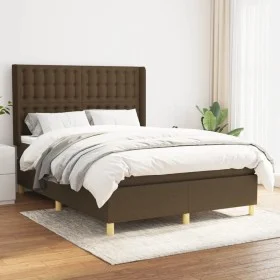 Box spring bed with dark brown fabric mattress 140x200 cm by , Beds and slatted bases - Ref: Foro24-3132316, Price: 494,77 €,...