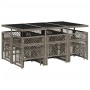 Set de comedor de jardín 11 pzas y cojines ratán sintético gris en Conjuntos de jardín | Comprar online en Foru.es