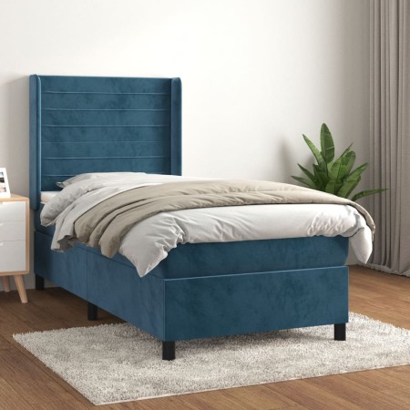 Cama box spring con colchón terciopelo azul oscuro 80x200 cm de , Camas y somieres - Ref: Foro24-3132709, Precio: 301,53 €, D...