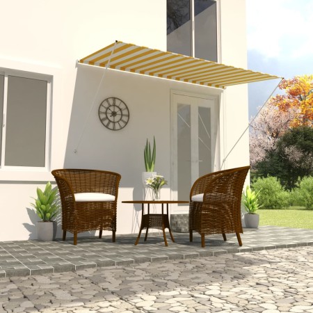 Toldo retráctil 250x150 cm amarillo y blanco de vidaXL, Toldos - Ref: Foro24-143754, Precio: 47,44 €, Descuento: %