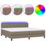 Cama box spring colchón y luces LED tela gris taupe 200x200 cm de , Camas y somieres - Ref: Foro24-3133505, Precio: 642,52 €,...