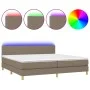 Cama box spring con colchón LED tela gris taupe 200x200 cm de , Camas y somieres - Ref: Foro24-3133585, Precio: 639,96 €, Des...
