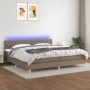 Cama box spring con colchón LED tela gris taupe 200x200 cm de , Camas y somieres - Ref: Foro24-3133985, Precio: 659,89 €, Des...