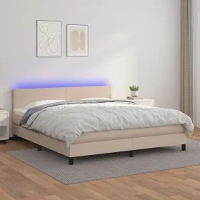Boxspringbett LED-Matratze Kunstleder Cappuccino 180x200cm von , Betten und Lattenroste - Ref: Foro24-3134122, Preis: 539,76 ...