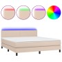 Cama box spring colchón LED cuero sintético capuchino 180x200cm de , Camas y somieres - Ref: Foro24-3134122, Precio: 533,38 €...