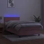 Box spring bed with mattress and LED pink velvet 90x200 cm by , Beds and slatted bases - Ref: Foro24-3134446, Price: 292,78 €...
