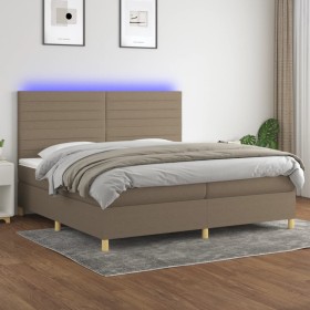 Cama box spring colchón y luces LED tela gris taupe 200x200 cm de , Camas y somieres - Ref: Foro24-3135545, Precio: 732,11 €,...