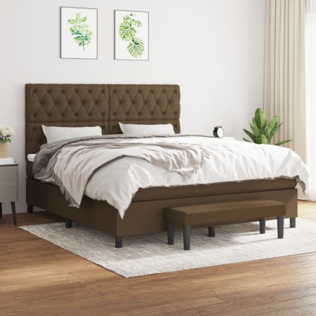 Cama box spring con colchón tela marrón oscuro 160x200 cm de , Camas y somieres - Ref: Foro24-3136848, Precio: 648,64 €, Desc...