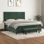 Cama box spring con colchón terciopelo verde oscuro 160x200 cm de , Camas y somieres - Ref: Foro24-3137734, Precio: 619,69 €,...