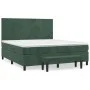 Cama box spring con colchón terciopelo verde oscuro 160x200 cm de , Camas y somieres - Ref: Foro24-3137734, Precio: 619,69 €,...