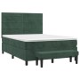 Cama box spring con colchón terciopelo verde oscuro 140x190 cm de , Camas y somieres - Ref: Foro24-3137902, Precio: 548,58 €,...