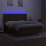 Cama box spring colchón luces LED tela marrón oscuro 180x200cm de , Camas y somieres - Ref: Foro24-3138176, Precio: 612,05 €,...