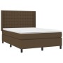 Cama box spring colchón luces LED tela marrón oscuro 140x190 cm de , Camas y somieres - Ref: Foro24-3138632, Precio: 518,64 €...