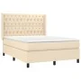 Box spring bed mattress and LED lights cream fabric 140x200 cm by , Beds and slatted bases - Ref: Foro24-3138562, Price: 550,...