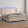 Cama box spring colchón LED cuero sintético capuchino 200x200cm de , Camas y somieres - Ref: Foro24-3139288, Precio: 701,87 €...