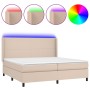Cama box spring colchón LED cuero sintético capuchino 200x200cm de , Camas y somieres - Ref: Foro24-3139288, Precio: 701,87 €...