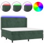 Cama box spring colchón y LED terciopelo verde oscuro 160x200cm de , Camas y somieres - Ref: Foro24-3139454, Precio: 605,57 €...