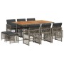 Set de comedor de jardín 11 pzas y cojines ratán sintético gris en Conjuntos de jardín | Comprar online en Foru.es
