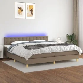 Boxspringbett mit LED-Matratze taupegrauer Stoff 200x200 cm von , Betten und Lattenroste - Ref: Foro24-3134065, Preis: 644,94...