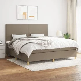 Box spring bed with taupe gray fabric mattress 200x200 cm by , Beds and slatted bases - Ref: Foro24-3142205, Price: 735,38 €,...