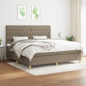 Box spring bed with taupe gray fabric mattress 200x200 cm by , Beds and slatted bases - Ref: Foro24-3142605, Price: 780,60 €,...