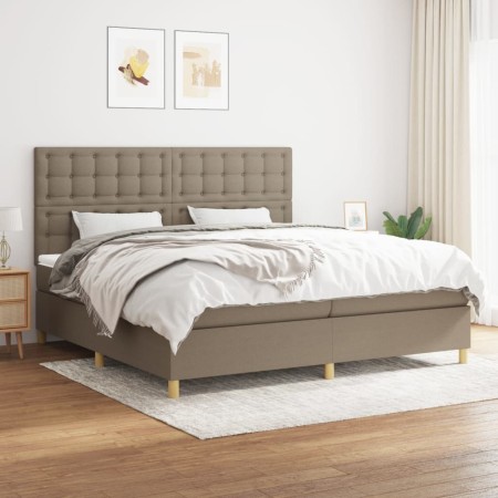Cama box spring con colchón tela gris taupe 200x200 cm de , Camas y somieres - Ref: Foro24-3142685, Precio: 760,01 €, Descuen...